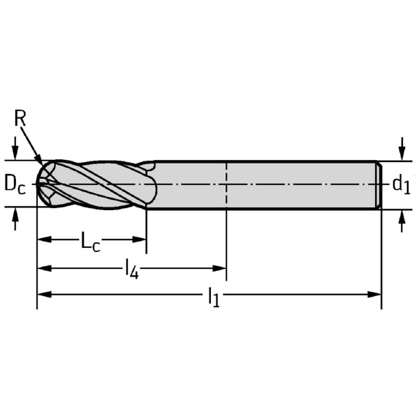 ワルタージャパン（株） 超硬ボールノーズエンドミル MC416 超硬ボールノーズエンドミル MC416-03.0A4L-WJ30TF