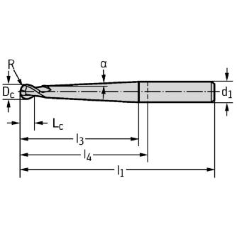 ワルタージャパン（株） 超硬ボールノーズエンドミル MC482 超硬ボールノーズエンドミル MC482-04.0A2PW-WB10TG