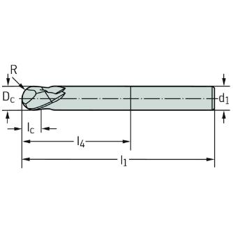 ワルタージャパン（株） 超硬ボールノーズエンドミル MC482 超硬ボールノーズエンドミル MC482-08.0A2L-WB10TG