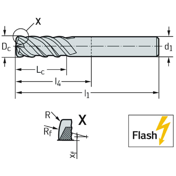 ワルタージャパン（株） 超硬高送りエンドミル MC025 超硬高送りエンドミル MC025.4.76A4D051-WJ30TF