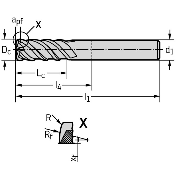 ワルタージャパン（株） 超硬ラジアスエンドミル MC089 超硬ラジアスエンドミル MC089-12.0A4B150-WB10TG