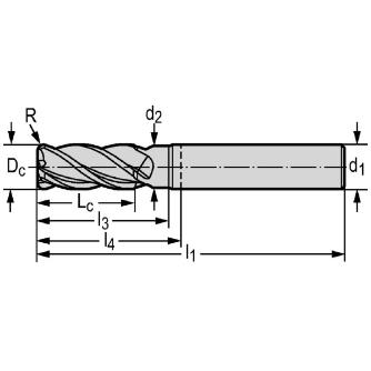 ワルタージャパン（株） 超硬ラジアスエンドミル MC230 超硬ラジアスエンドミル MC230-08.0A4B100C-WK40TF