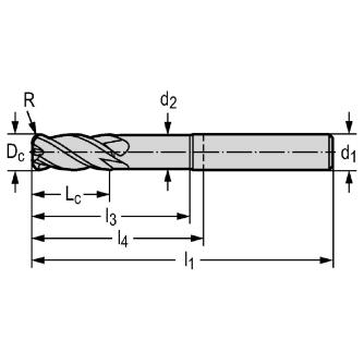 ワルタージャパン（株） 超硬ラジアスエンドミル MC230 超硬ラジアスエンドミル MC230-08.0A4L200C-WK40TF