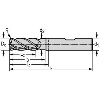 ワルタージャパン（株） 超硬ラジアスエンドミル MC230 超硬ラジアスエンドミル MC230-08.0W4B200C-WK40TF