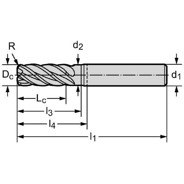 ワルタージャパン（株） 超硬肩削り / 溝削りエンドミル(ラジアス) MC377 超硬肩削り　／　溝削りエンドミル MC377-03.0A4B030C-WK40EA