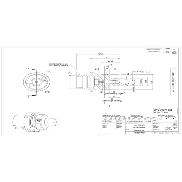 ヤマゼン YZ-GERMANY ハイドロホルダ HSK ＹＺ－ＧＥＲＭＡＮＹ　ハイドロホルダ HSK-A63D6L70