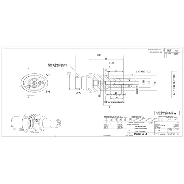 ヤマゼン YZ-GERMANY ハイドロホルダ HSK ＹＺ－ＧＥＲＭＡＮＹ　ハイドロホルダ HSK-A63D10L80