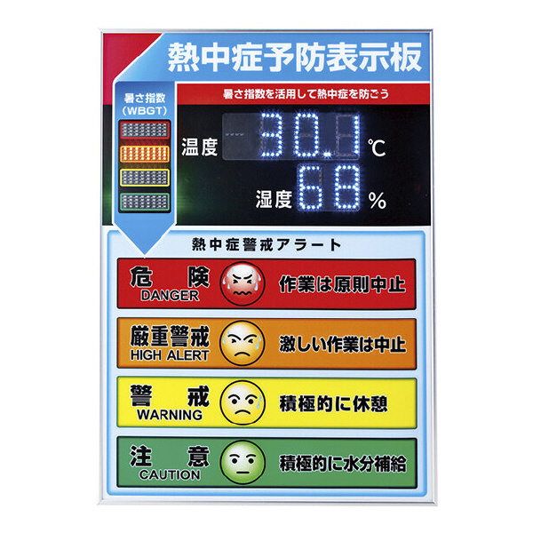 （株）日本緑十字社 LED熱中症予防表示板 375734 ＬＥＤ熱中症予防表示板（屋内用） 375734