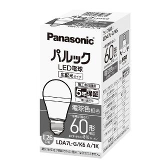 パナソニック（株）　電材 LED電球E26パルック広配光 ＬＥＤ電球Ｅ２６パルック広配光 LDA7LGK6A1K