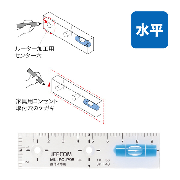 ジェフコム（株） 家具用コンセントケガキレベル ML-FC 家具用コンセントケガキレベル ML-FC-P95
