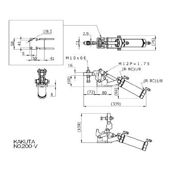 大阪角田興業（株） エアークランプ 下方押え型 エアークランプ　下方押え型 NO.200-V