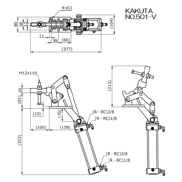 大阪角田興業（株） エアークランプ 下方押え型 エアークランプ　下方押え型 NO.501-V