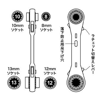 ジェフコム（株） 両口ダブルソケットレンチ DR 両口ダブルソケットレンチ（ショート） DR-0813S-FAS