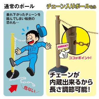 （株）カーボーイ 2.5mチェーン入りポールセット トラ柄 CN ２．５ｍチェーン入りポールセット　トラ柄 CN-05 ﾌﾞﾗｯｸ/ｲｴﾛｰ