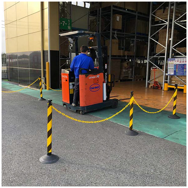 （株）カーボーイ 2.5mチェーン入りポールセット トラ柄 CN ２．５ｍチェーン入りポールセット　トラ柄 CN-05 ﾌﾞﾗｯｸ/ｲｴﾛｰ