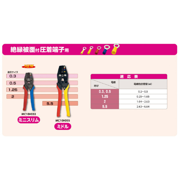 ミノル工業（株） 圧着工具(絶縁端子) 圧着工具（絶縁端子） MC10H032