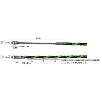 ミノル工業（株） 通線用ワイヤー (3本撚り線 緑) 三角 通線用ワイヤー（３本撚り線　緑） MC608030