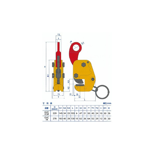 （株）スーパーツール 縦横兼用吊クランプ(ロックハンドル式) GVC0.5RRF 立・横兼用吊クランプ GVC0.5RRF