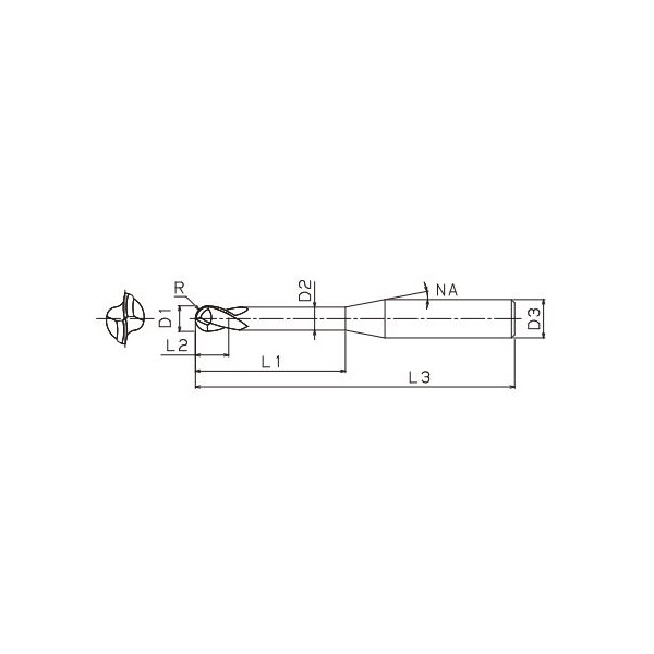 ＴＯＷＡ（株） ionDepoA 超硬ボールエンドミル IALB-2 ｉｏｎＤｅｐｏＡ　超硬ボールエンドミル IALB-2-0.3xR0.15xL1.75