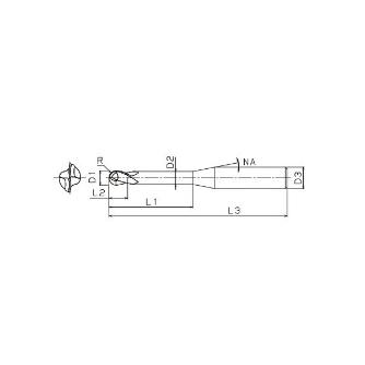 ＴＯＷＡ（株） ionDepoA 超硬ボールエンドミル IALB-2 ｉｏｎＤｅｐｏＡ　超硬ボールエンドミル IALB-2-0.5xR0.25xL3.5