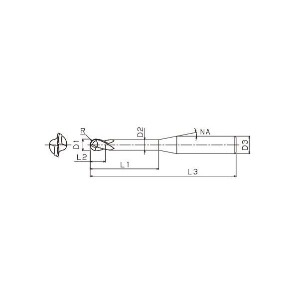 ＴＯＷＡ（株） ionDepoU 超硬ボールエンドミル IULB-2 ｉｏｎＤｅｐｏＵ　超硬ボールエンドミル IULB-2-0.2xR0.1xL1.0