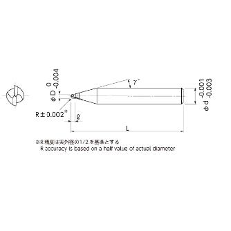 日進工具（株） CBNマイクロ2枚刃ボールエンドミル SMB200 ＣＢＮマイクロ２枚刃ボールエンドミル SMB200 R0.03