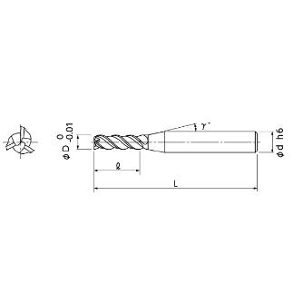 日進工具（株） アルミ用高能率エンドミル 3枚刃3倍刃長 AL3D-345 アルミ用高能率ＥＭ３枚刃３倍刃長 AL3D-345 D4