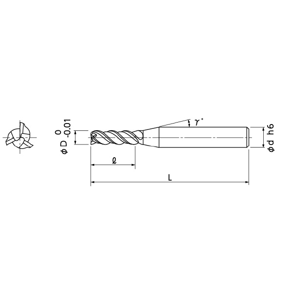 日進工具（株） アルミ用高能率エンドミル 3枚刃3倍刃長 AL3D-345 アルミ用高能率ＥＭ３枚刃３倍刃長 AL3D-345 D4