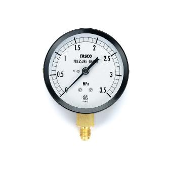 （株）イチネンＴＡＳＣＯ 75φフレアタイプ圧力計 TA141 ７５φフレアタイプ圧力計（３．５Ｍｐａ） TA141GA-235