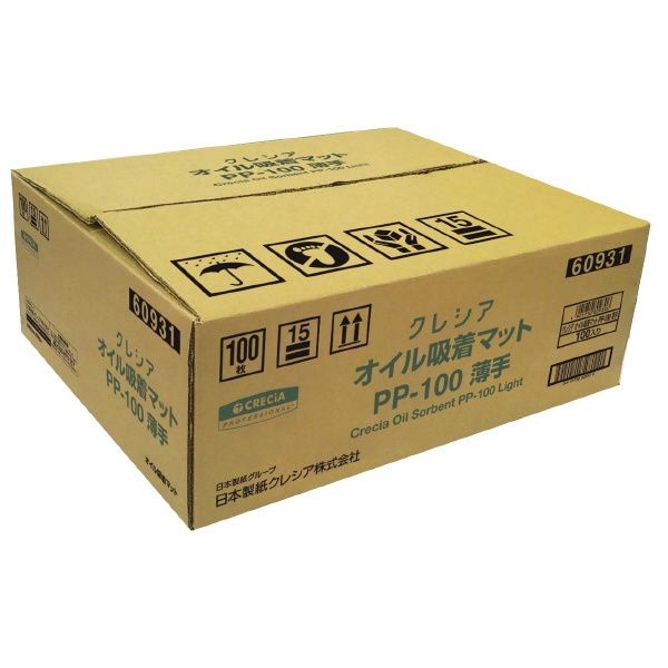 日本製紙クレシア（株） クレシア オイル吸着マット クレシア　オイル吸着マット／大箱単位 60931 PP-100ｳｽﾃﾞ