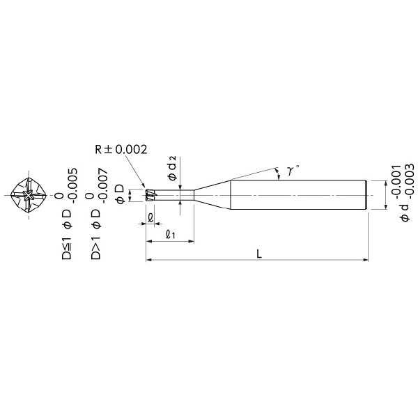 日進工具（株） CBN4刃ロングネックラジアスエンドミル SSR400 ＣＢＮ４刃ロングネックラジアスエンドミル SSR400 0.15XR0.02X0.2