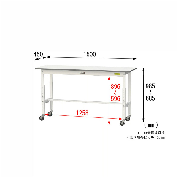 山金工業（株） ワークテーブル 150シリーズ SUPAC ワークテーブル　１５０シリーズ SUPAC-1545-WW