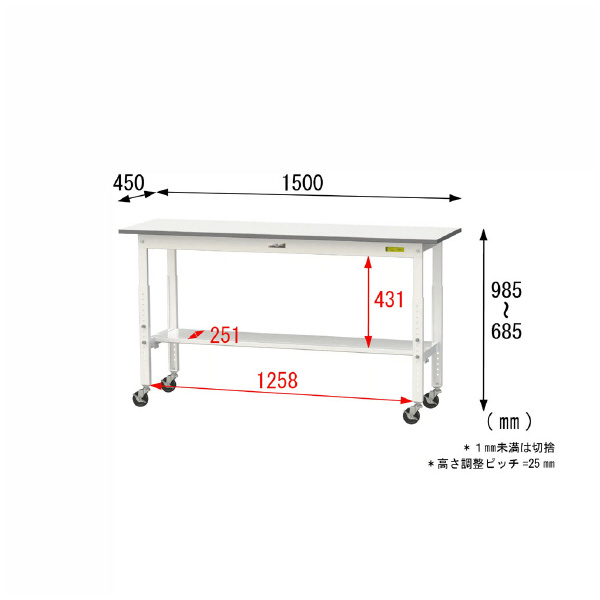 山金工業（株） ワークテーブル 150シリーズ SUPAC ワークテーブル　１５０シリーズ SUPAC-1545T-WW