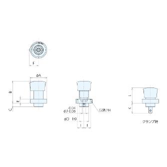 （株）ナベヤ クイックターンクランプ フリースライド・ステンレスノブ 低発塵用グリス QT クイックターンクランプ QT08FS-C