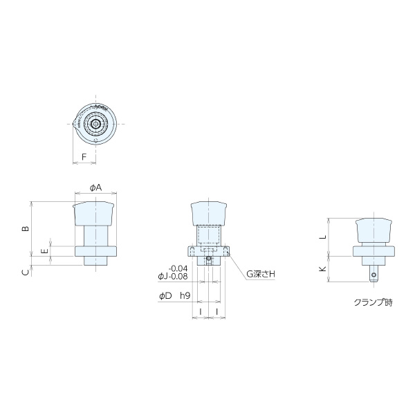 （株）ナベヤ クイックターンクランプ フリースライド・ステンレスノブ 低発塵用グリス QT クイックターンクランプ QT08FS-C