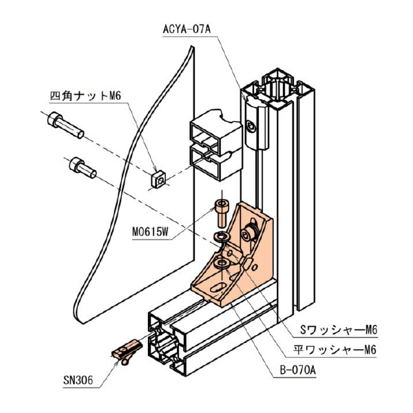 ＴＭＥＨジャパン（株） 40スクエア用ブラケット BA ４０スクエア用ブラケット　コーナー BA-070A-SN