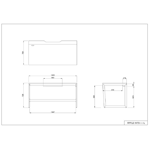 アール・エフ・ヤマカワ（株） リスムデスク RFFLD-1470 リスム　デスク　Ｗ１４００×Ｄ７００ RFFLD-1470WH-BL