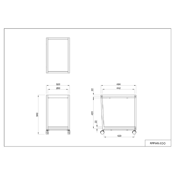 アール・エフ・ヤマカワ（株） リスムフリーアドレス用ワゴン RFFWG-2 リスム　フリーアドレス用ワゴン　２段　黒 RFFWG-2BK