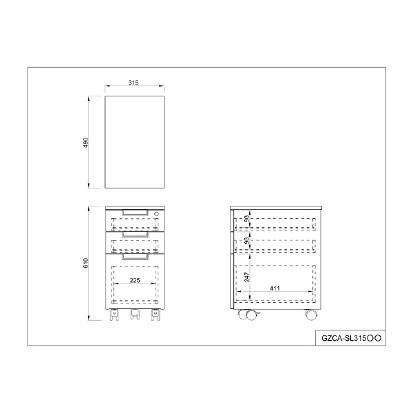 アール・エフ・ヤマカワ（株） スチール脚デスクスリムワゴン GZCA-SL スチール脚デスク　スリムワゴン　白 GZCA-SL315WH