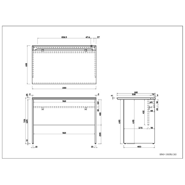 アール・エフ・ヤマカワ（株） RF木製デスク引出付き RFWD ＲＦ木製デスク　Ｗ１０００×Ｄ６００ RFWD-1060NA