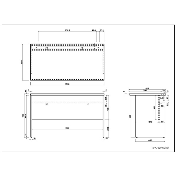 アール・エフ・ヤマカワ（株） RF木製デスク引出付き RFWD ＲＦ木製デスク　Ｗ１２００×Ｄ６００ RFWD-1260NA