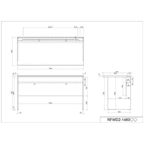 アール・エフ・ヤマカワ（株） RF木製デスクII RFWD2 ＲＦ木製デスクⅡ　Ｗ１４００×Ｄ６００ RFWD2-1460NA