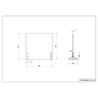 アール・エフ・ヤマカワ（株） カラー脚アクリル衝立 PPL カラー脚アクリル衝立　Ｗ６００×Ｈ６００ PPL-6060AC-BK