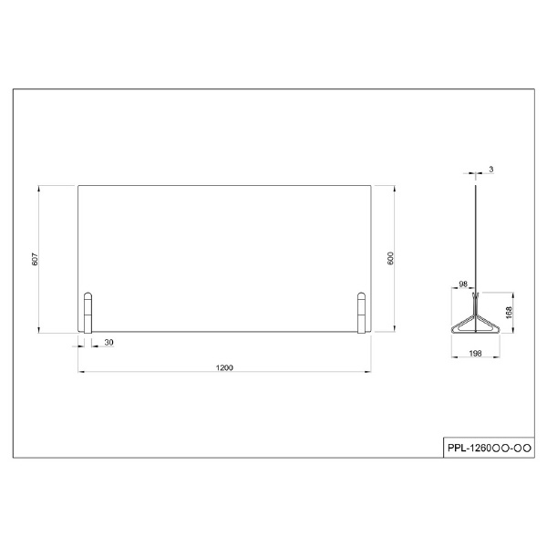 アール・エフ・ヤマカワ（株） カラー脚アクリル衝立 PPL カラー脚アクリル衝立Ｗ１２００×Ｈ６００ PPL-1260AC-WH