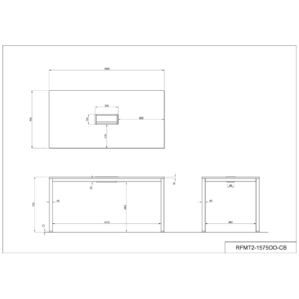 アール・エフ・ヤマカワ（株） ミーティングテーブルII RFMT2 ミーティングテーブルⅡ RFMT2-1575WH-CB