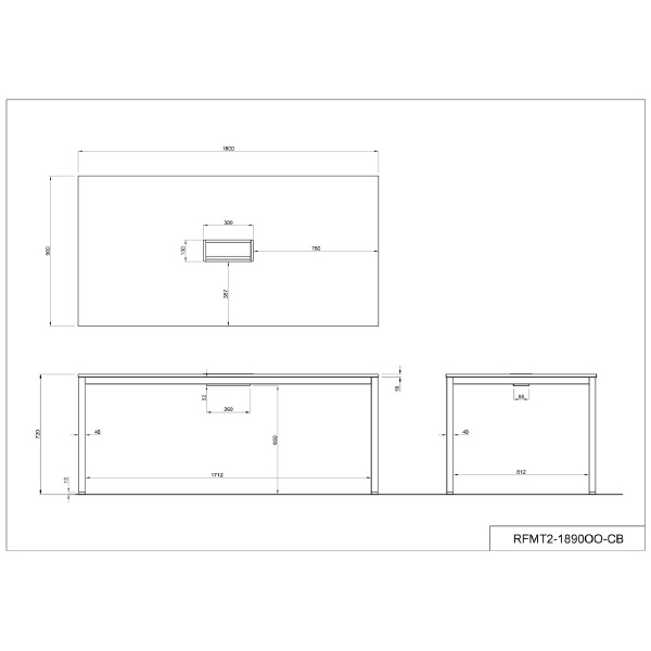 アール・エフ・ヤマカワ（株） ミーティングテーブルII RFMT2 ミーティングテーブルⅡ RFMT2-1890WH-CB