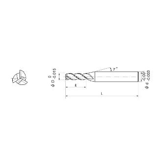 日進工具（株） 銅電極加工用ニック付き3枚刃スクエアエンドミル DHS340 銅電極加工用ニック付き３枚刃スクエアＥＭ DHS340 ﾌｧｲ4X12
