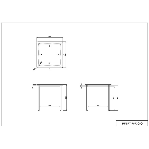 アール・エフ・ヤマカワ（株） RFシンプルテーブル RFSPT-7070 ＲＦシンプルテーブル　Ｗ７００×Ｄ７００ RFSPT-7070DB2