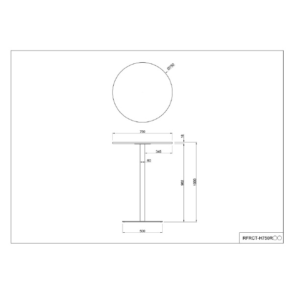 アール・エフ・ヤマカワ（株） リスタカフェテーブルハイ丸形 RFRCT リスタ　カフェテーブル　ハイ丸形Φ７５０ RFRCT-H750RNA