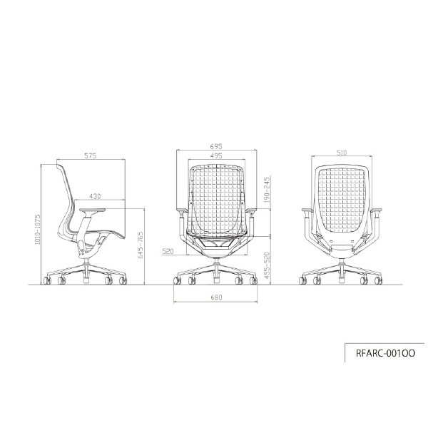 アール・エフ・ヤマカワ（株） アリアチェア可動肘付き RFARC-001 アリア　チェア　可動肘付き RFARC-001DG